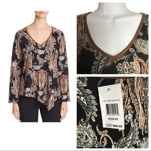 Status by Chenault Printed V-Neck Top M